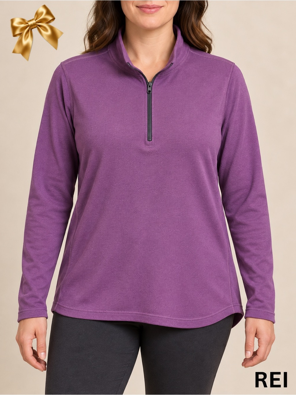 REI Large Polartec Purple Quarter-Zip Fleece Pullover Made in USA